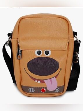 Buckle Down Disney Bag, Cross Body, Pixar, Up, Dug Smiling Face, Tan, Vegan Leat